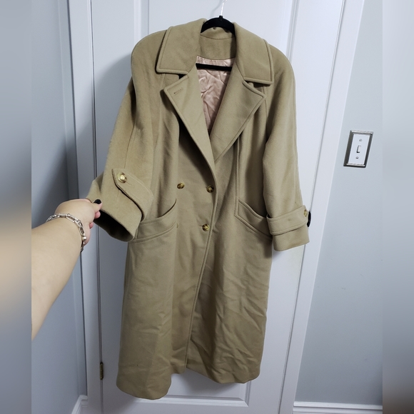 VINTAGE MALLIA Tan Wool & Cashmere Long Coat - Picture 2 of 15